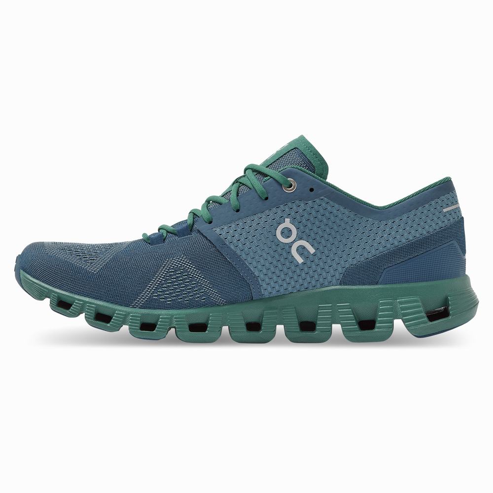 On Cloud X Trainingsschoenen Heren Groen Donkerblauw | WAGK75062