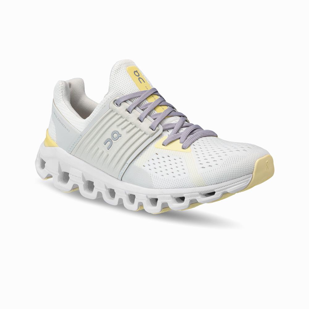 On Cloudswift Road Hardloopschoenen Dames Wit Lichtgroen | IJAM36925