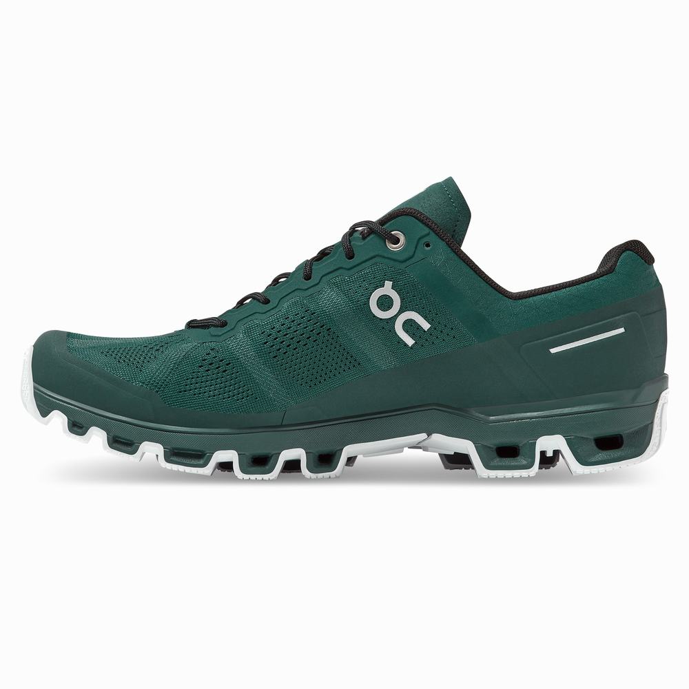 On Cloudventure Trailrunning Schoenen Heren Groen Wit | QHVS07956