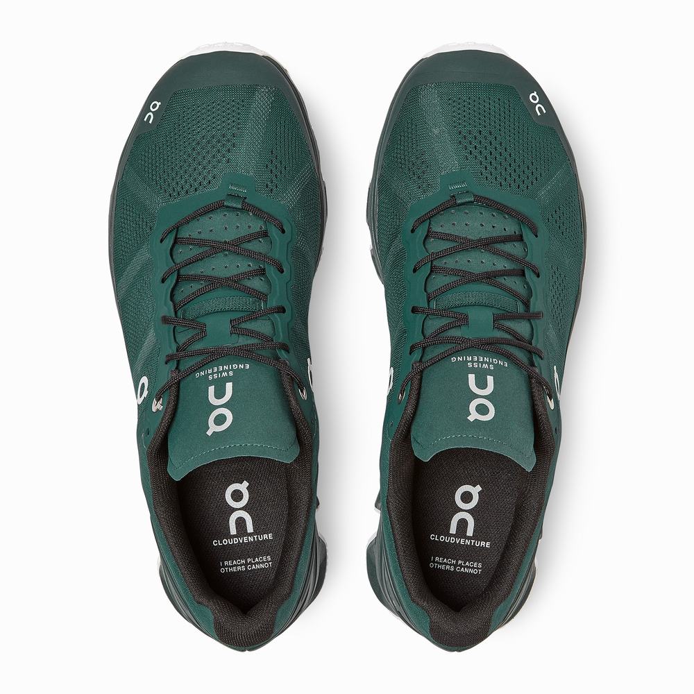 On Cloudventure Trailrunning Schoenen Heren Groen Wit | QHVS07956